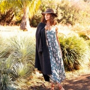 World Market Small Medium Teal and Cream Floral Dress